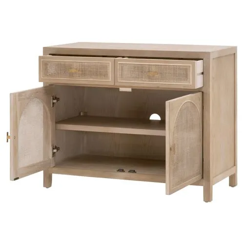 Maverick Cane Media Cabinet - Smoke Gray Oak