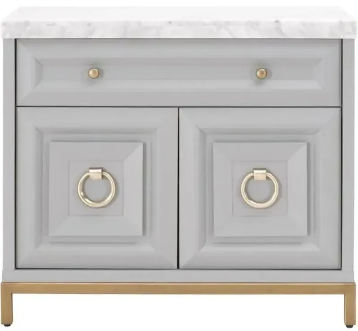 Tessa Marble Top Media Cabinet/Nighstand - Dove Gray