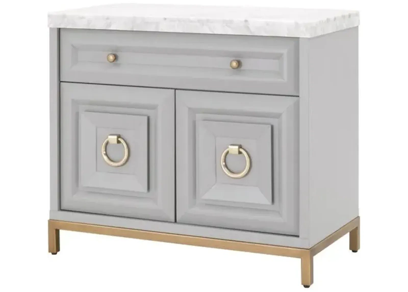 Tessa Marble Top Media Cabinet/Nighstand - Dove Gray