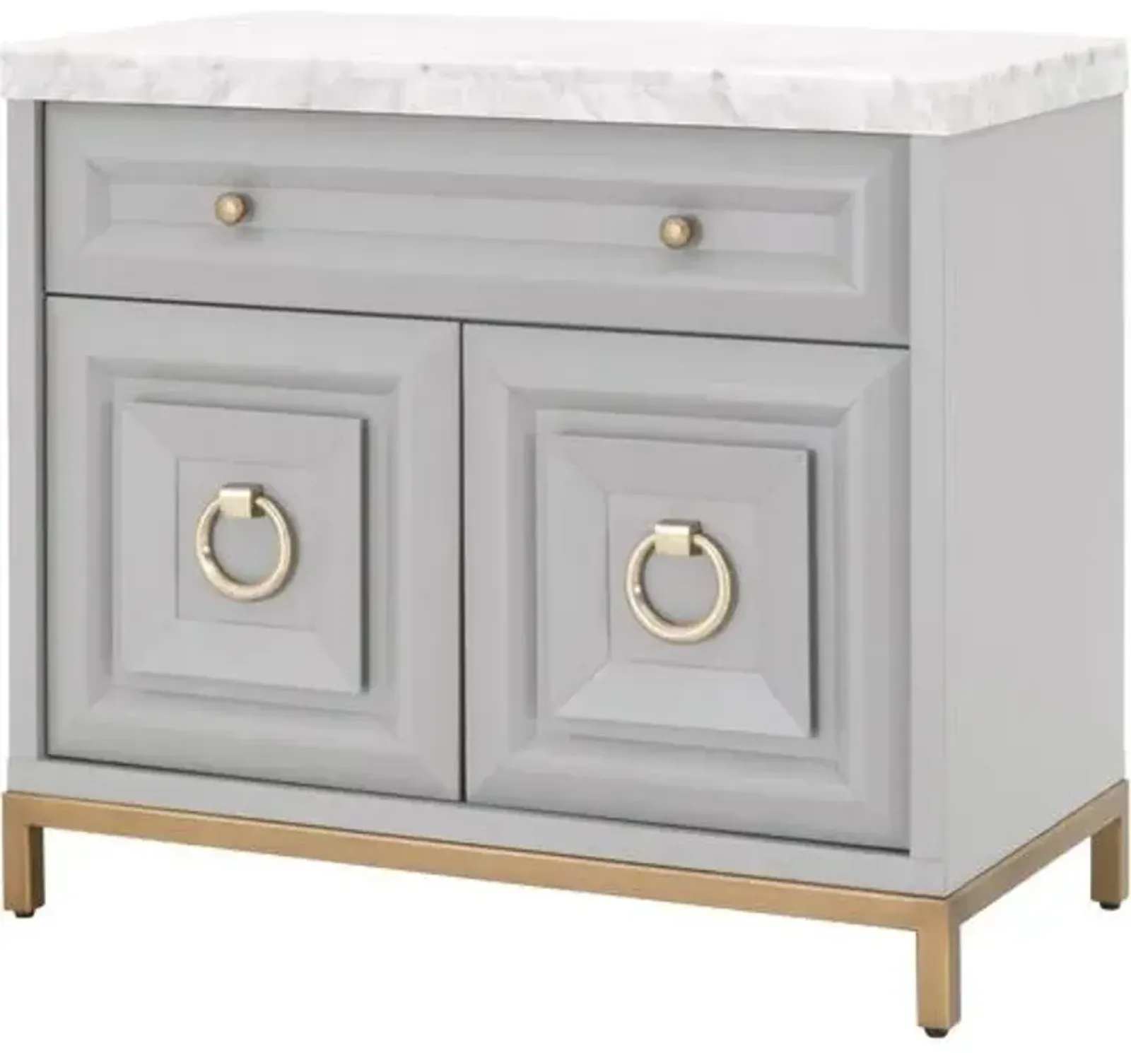 Tessa Marble Top Media Cabinet/Nighstand - Dove Gray