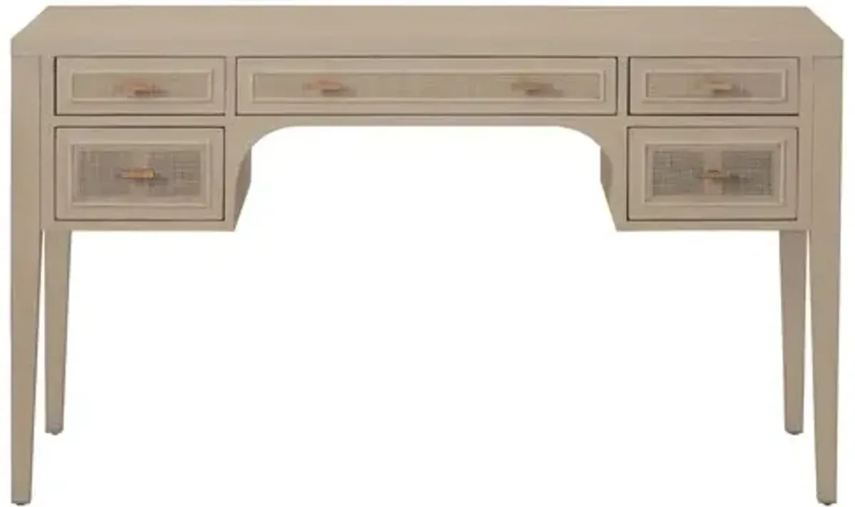 Maverick Cane Desk - Smoke Gray Oak