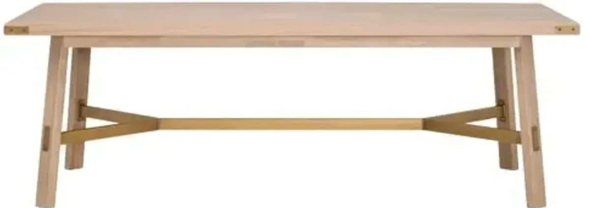 Kevin 90" Dining Table - Honey Oak/Brushed Gold