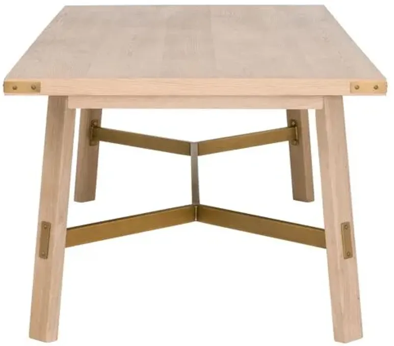 Kevin 90" Dining Table - Honey Oak/Brushed Gold