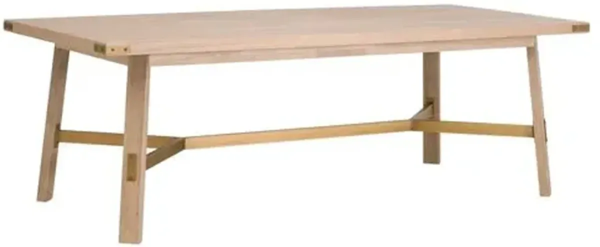 Kevin 90" Dining Table - Honey Oak/Brushed Gold