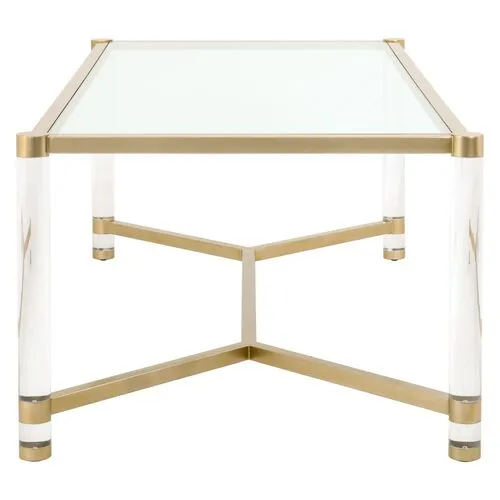 Nicolas 86" Acrylic Dining Table - Clear/Brass