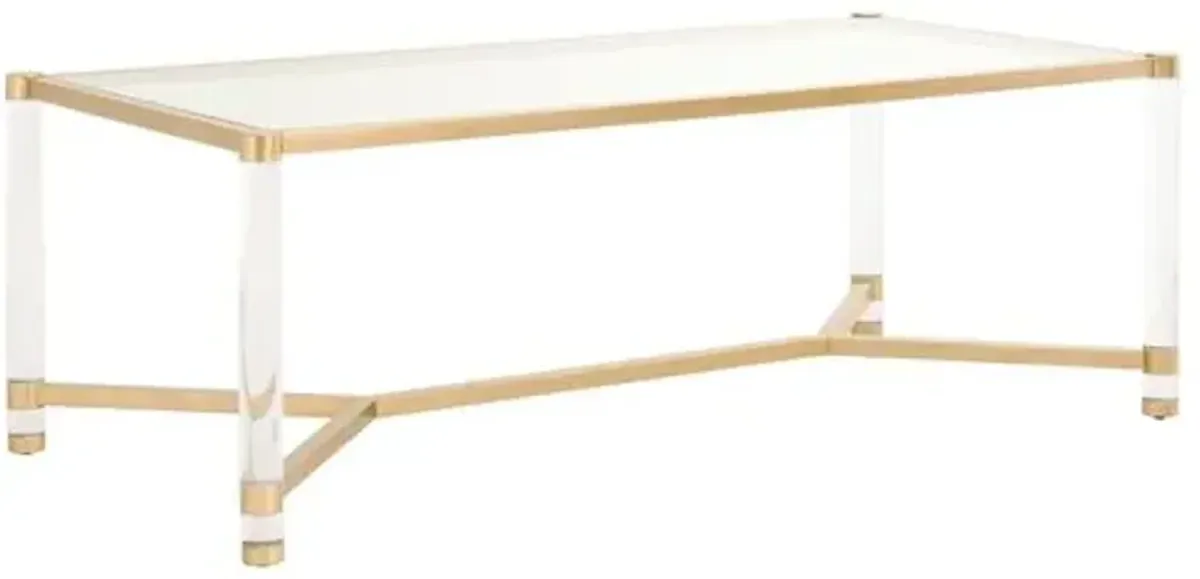 Nicolas 86" Acrylic Dining Table - Clear/Brass