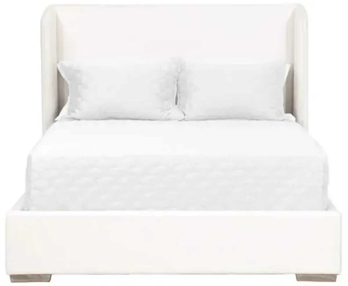 Remy Wingback Bed - Pearl Performance - White, Comfortable, Durable