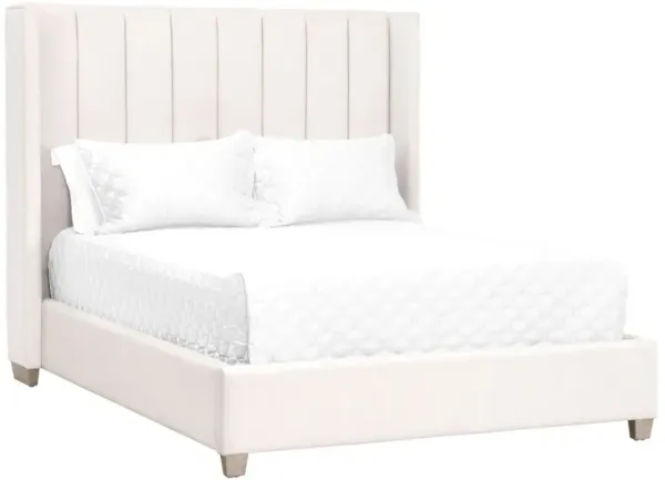 Milly Channeled Wingback Bed, Cream Velvet