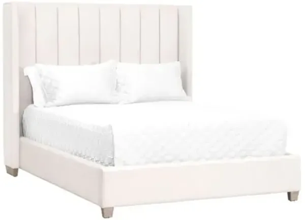 Milly Channeled Wingback Bed - Cream Velvet - Ivory, Comfortable, Durable