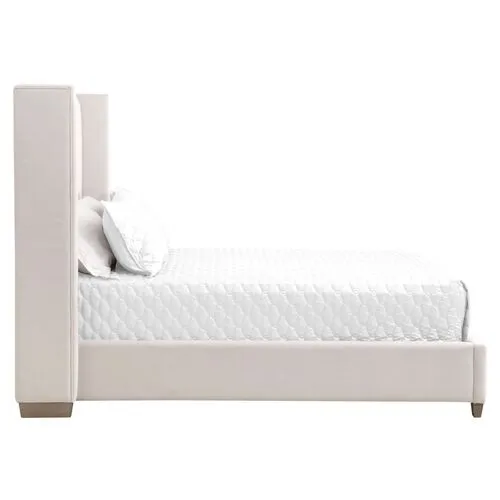 Milly Channeled Wingback Bed - Cream Velvet - Ivory, Comfortable, Durable