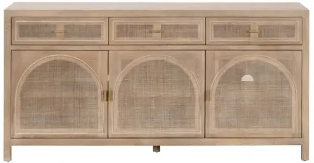 Maverick Cane Media Sideboard - Smoke Gray Oak