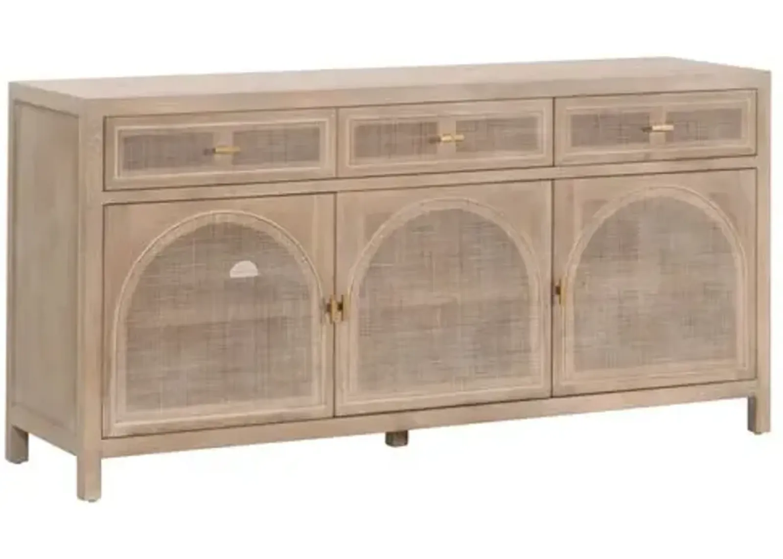 Maverick Cane Media Sideboard - Smoke Gray Oak