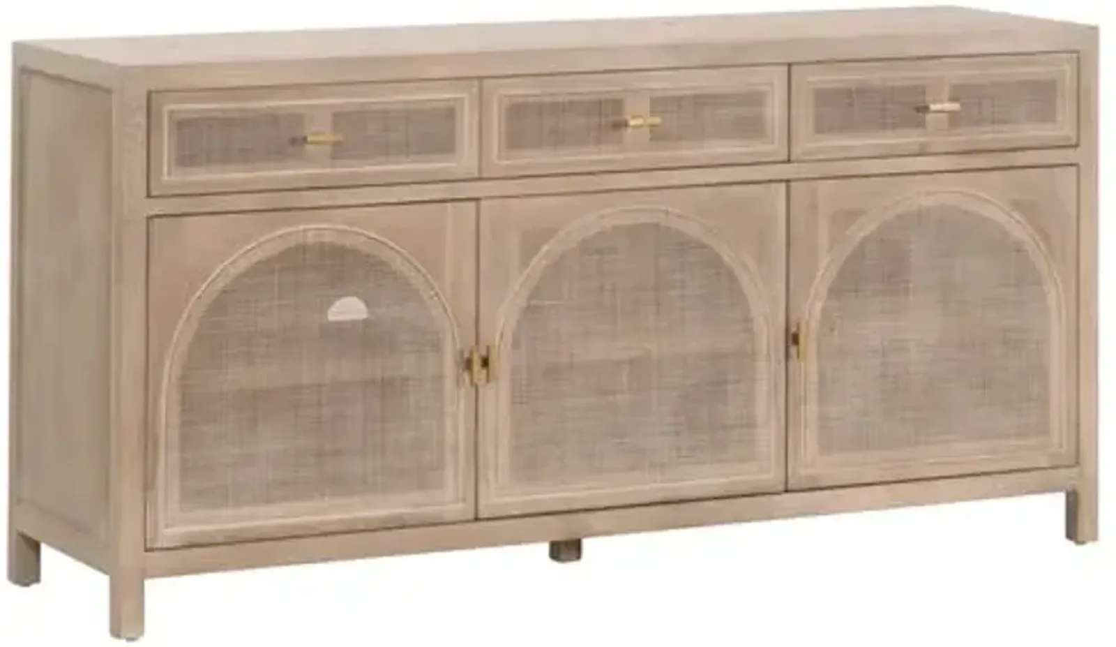 Maverick Cane Media Sideboard - Smoke Gray Oak