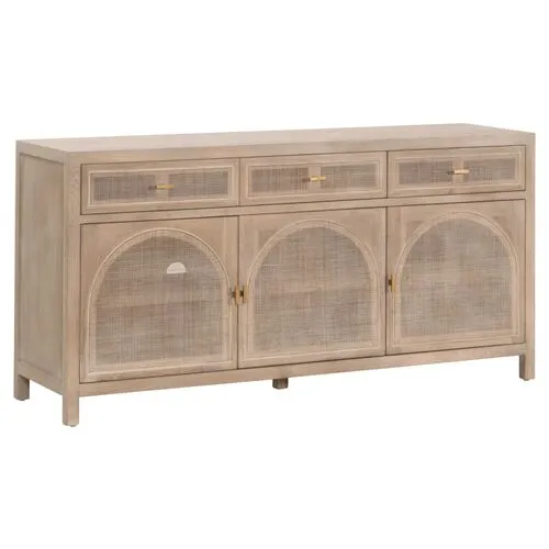 Maverick Cane Media Sideboard - Smoke Gray Oak