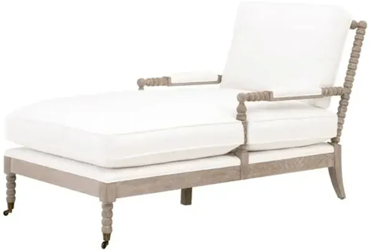 Chloe Spindle Chaise - Pearl Performance - White - Comfortable, Sturdy, Stylish