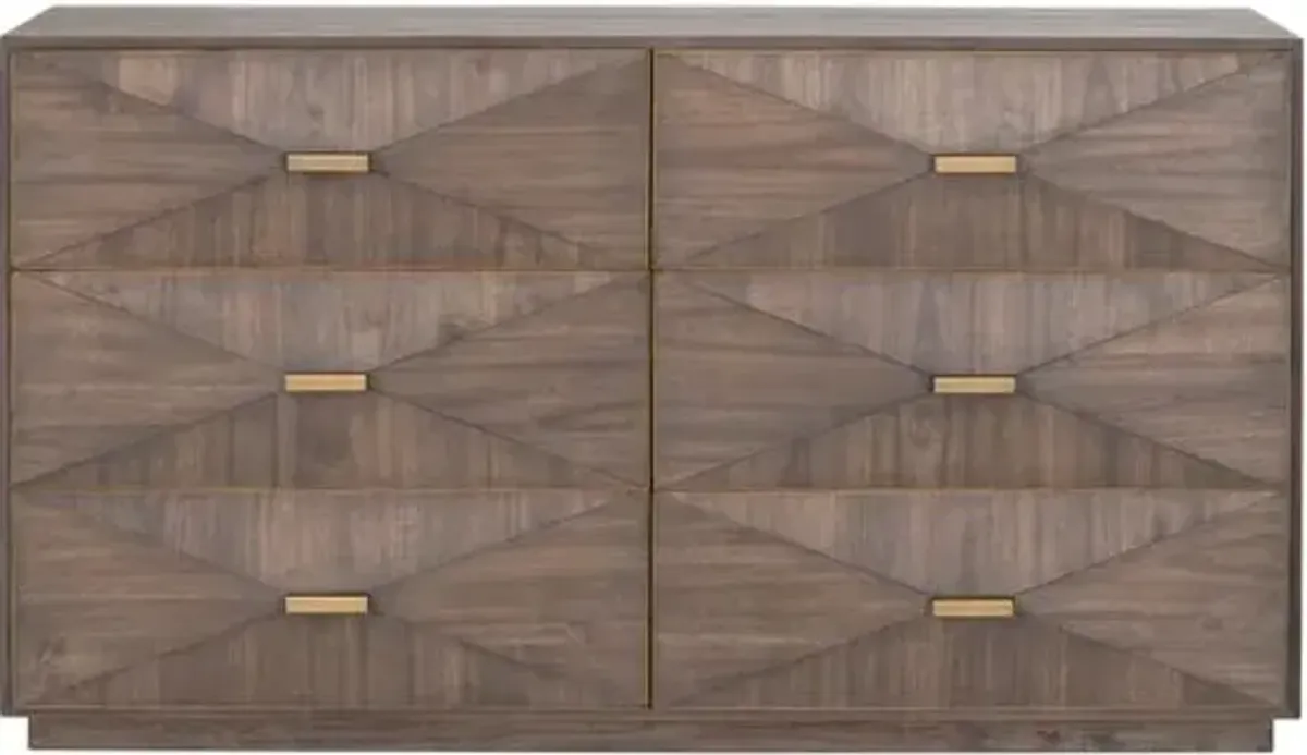 Fisher 6-Drawer Double Dresser - Burnished Brown/Gold