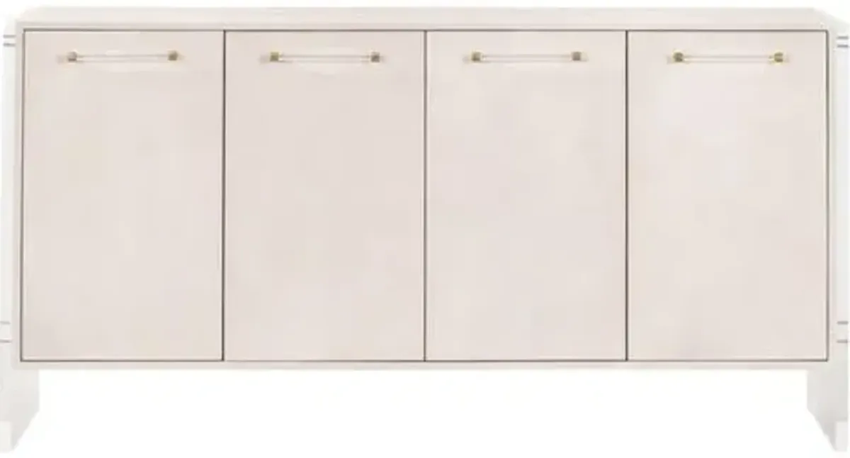 Regan 4-Door Shagreen Media Sideboard - White