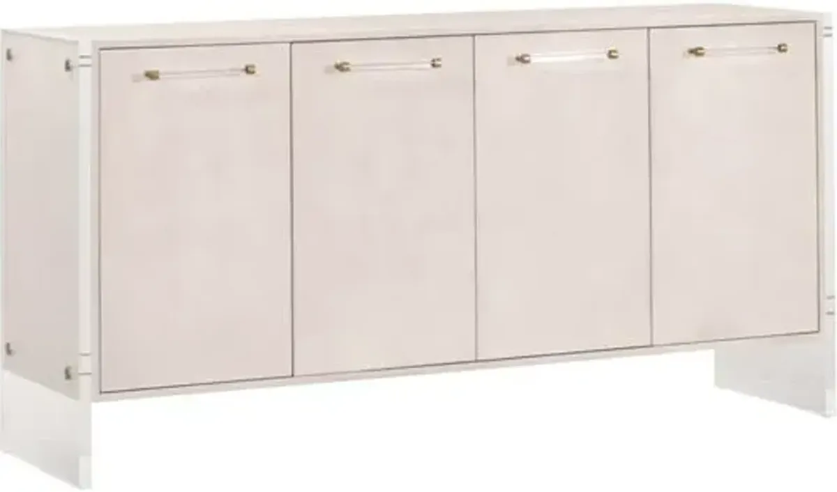 Regan 4-Door Shagreen Media Sideboard - White