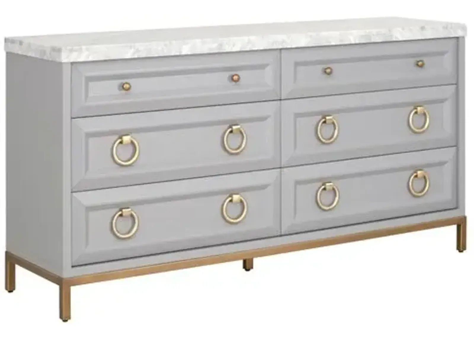 Tessa Marble Top Double Dresser - Dove Gray