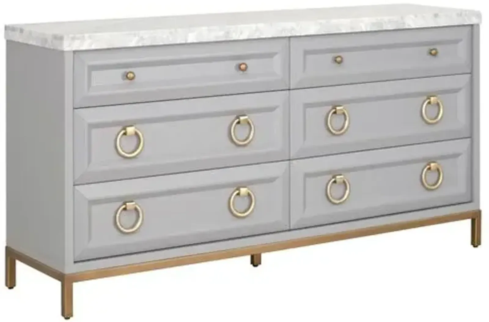 Tessa Marble Top Double Dresser - Dove Gray