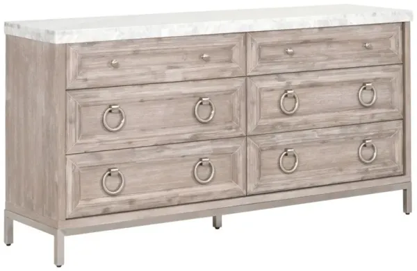 Tessa Marble Top Double Dresser, Natural