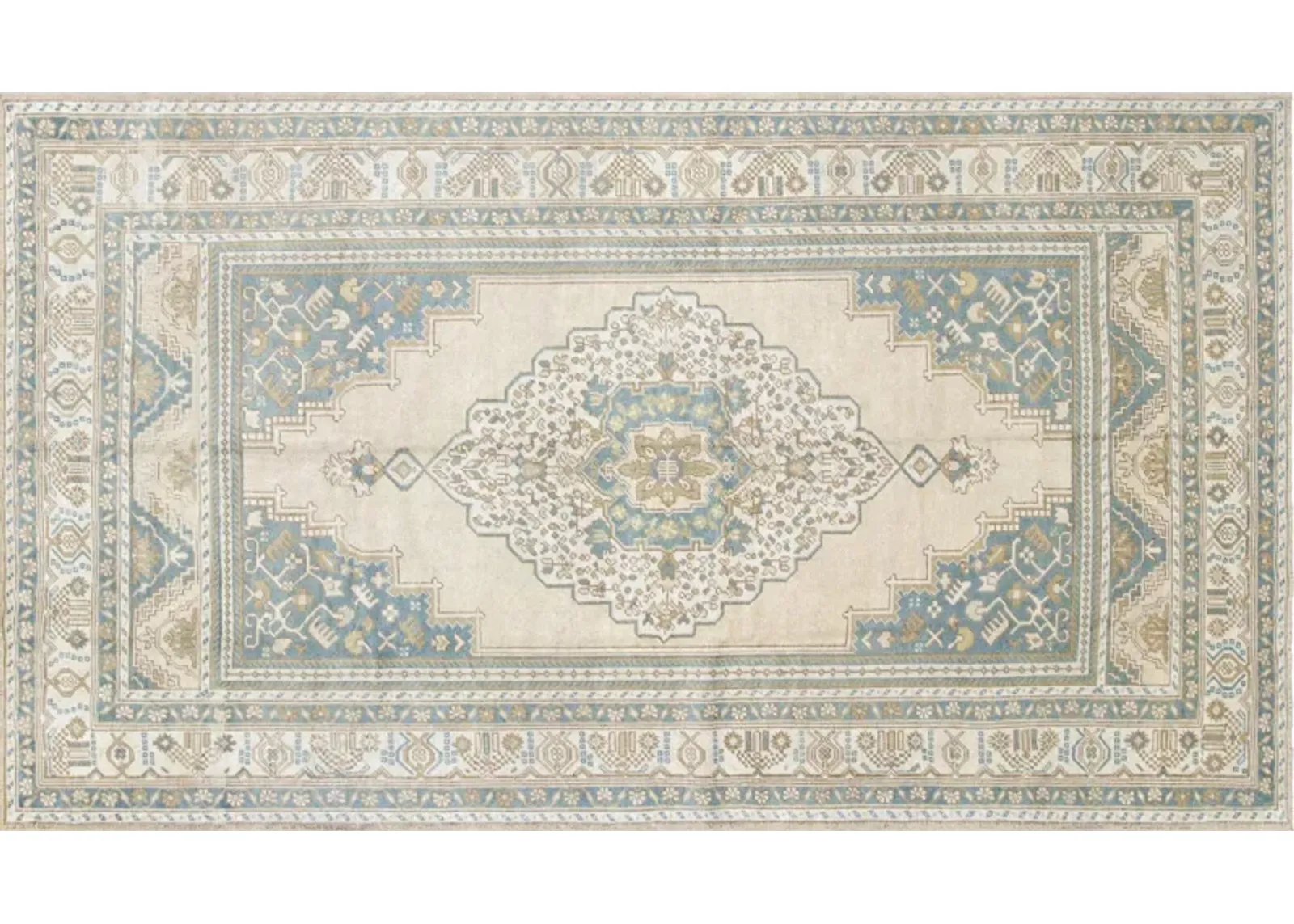 Turkish Oushak Rug - 5'2"x9'1" - Nalbandian - Green - Green