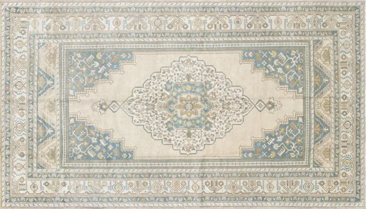 Turkish Oushak Rug - 5'2"x9'1" - Nalbandian - Green - Green