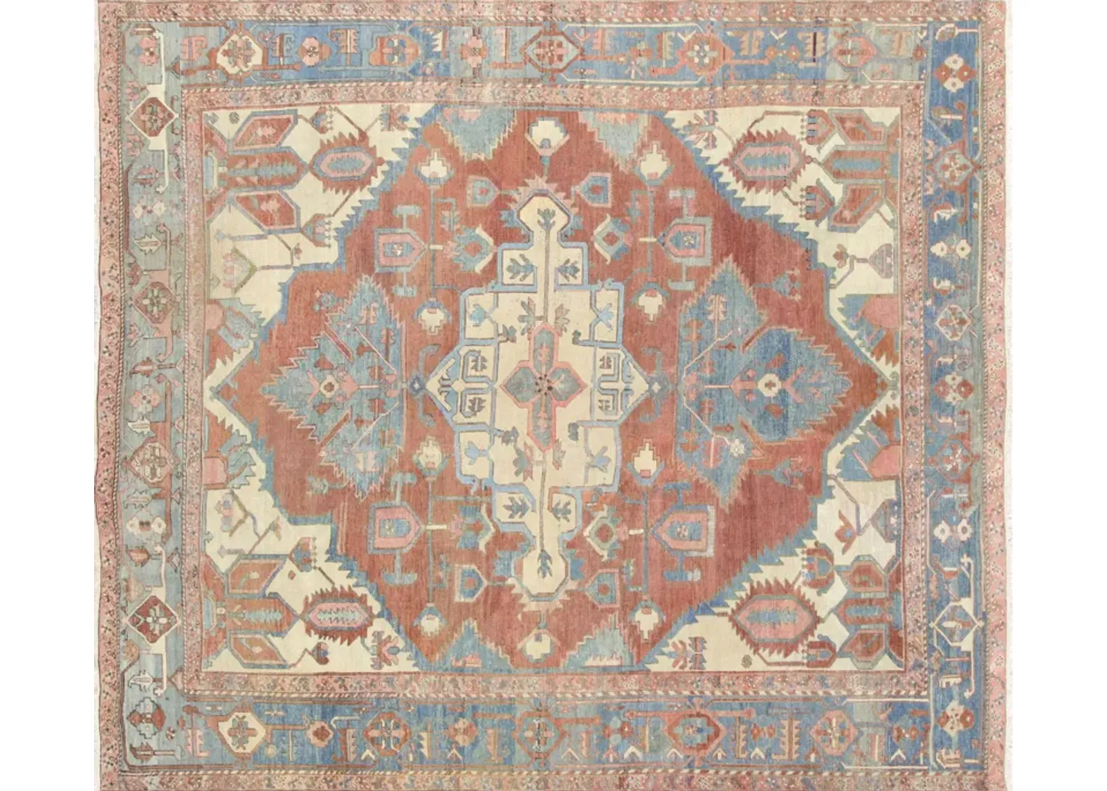 1920s Persian Heriz Rug - 9-5"x10'6" - Nalbandian - Red - Red