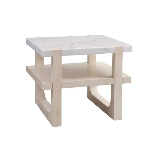 Fannie Rectangular Marble End Table - Sun Bleached Ash - White