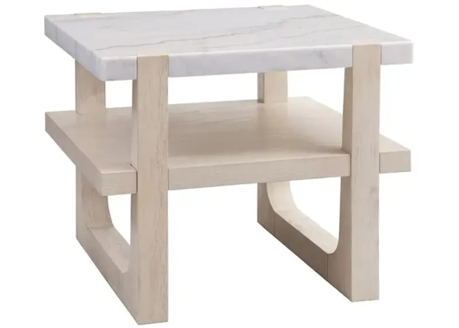 Fannie Rectangular Marble End Table - Sun Bleached Ash - White