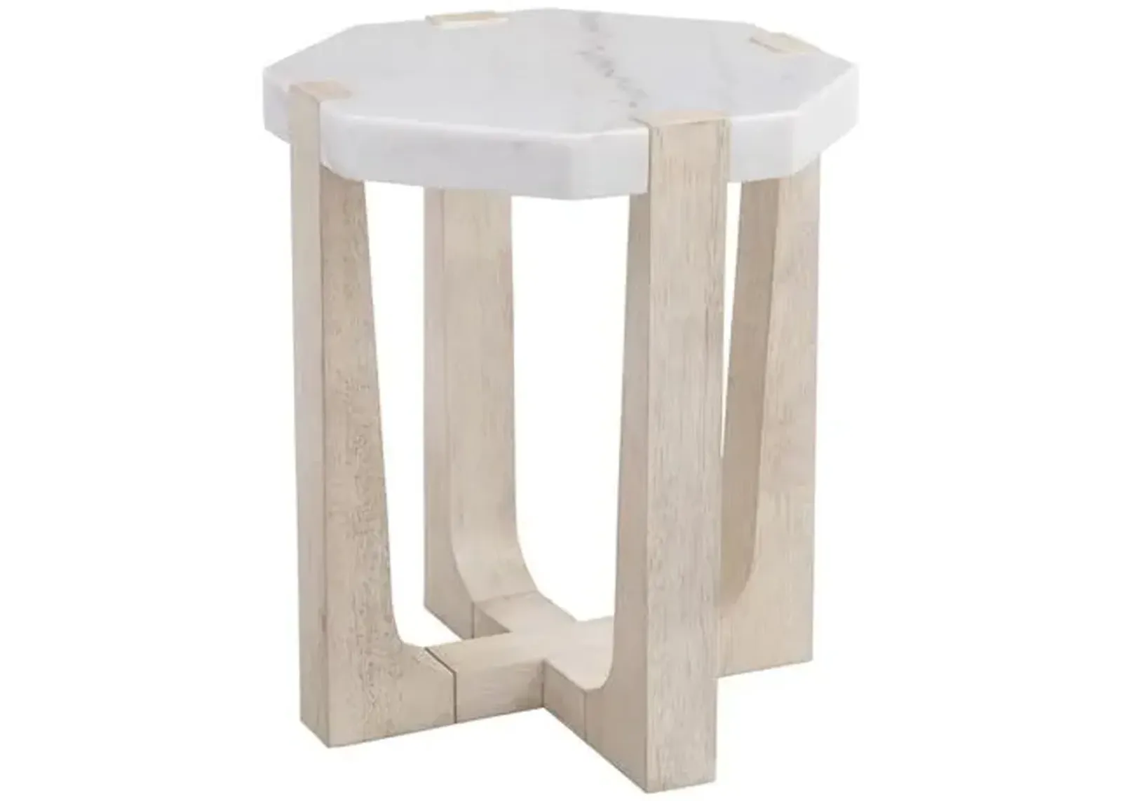 Fannie Round Marble Side Table - Sun Bleached Ash - White