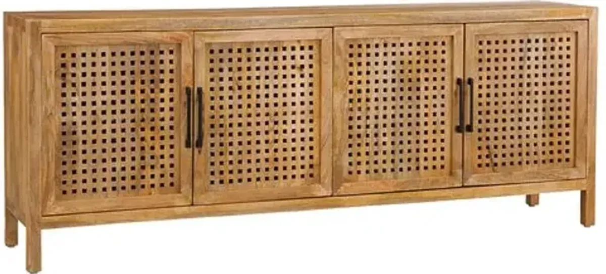 Marley Fretwork Sideboard - Natural - Brown