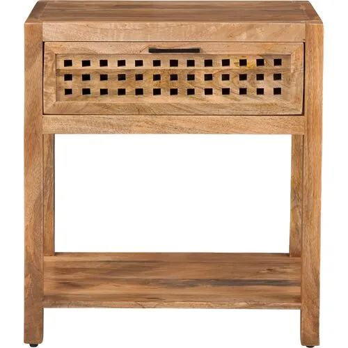 Marley Fretwork End Table - Natural - Brown