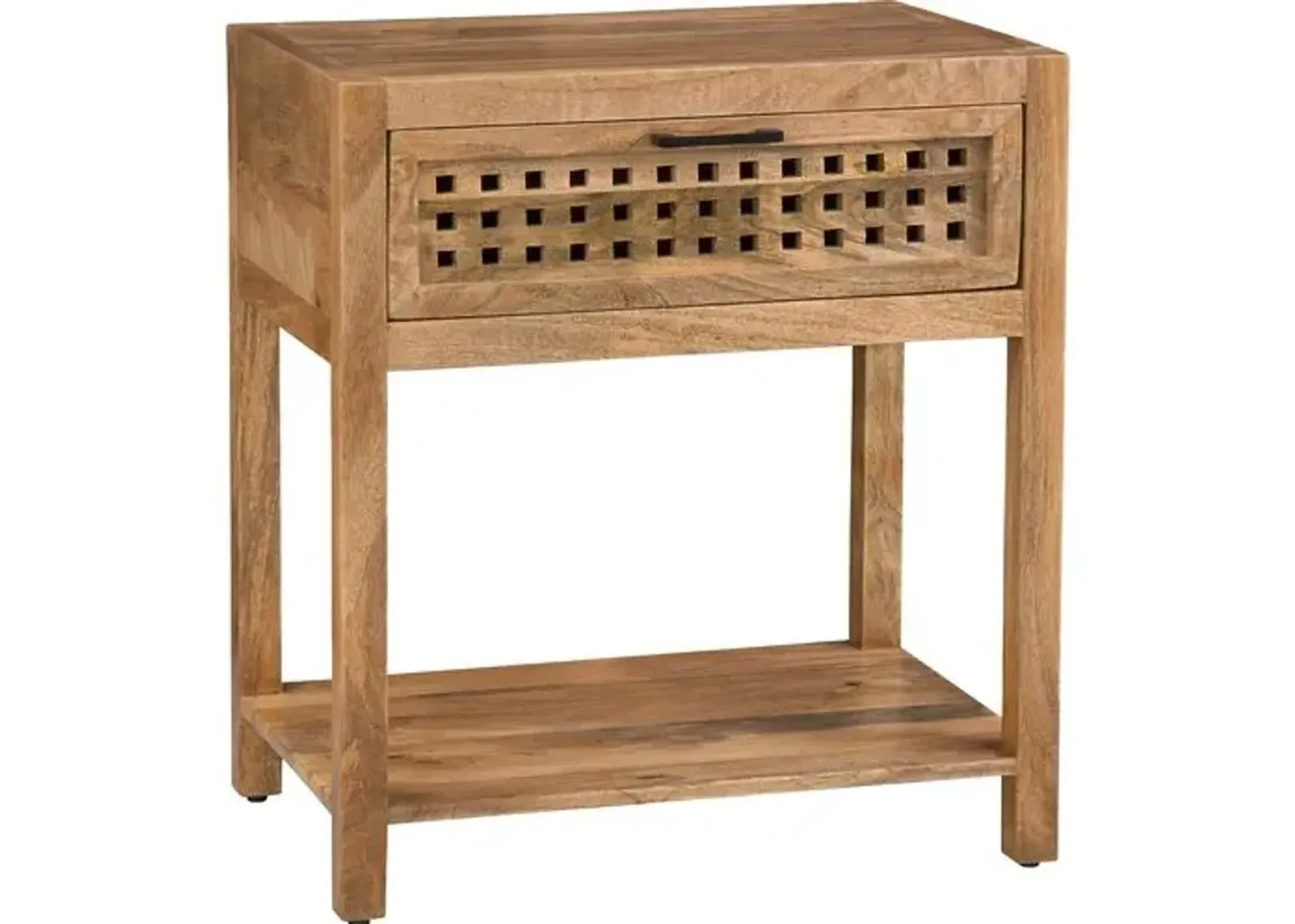 Marley Fretwork End Table - Natural - Brown