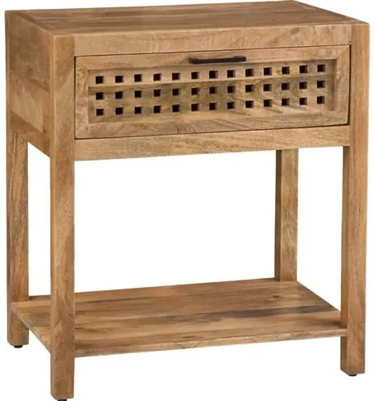 Marley Fretwork End Table - Natural - Brown