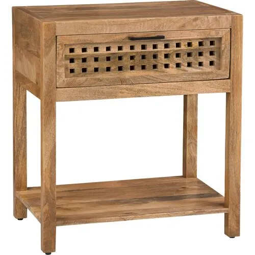 Marley Fretwork End Table - Natural - Brown