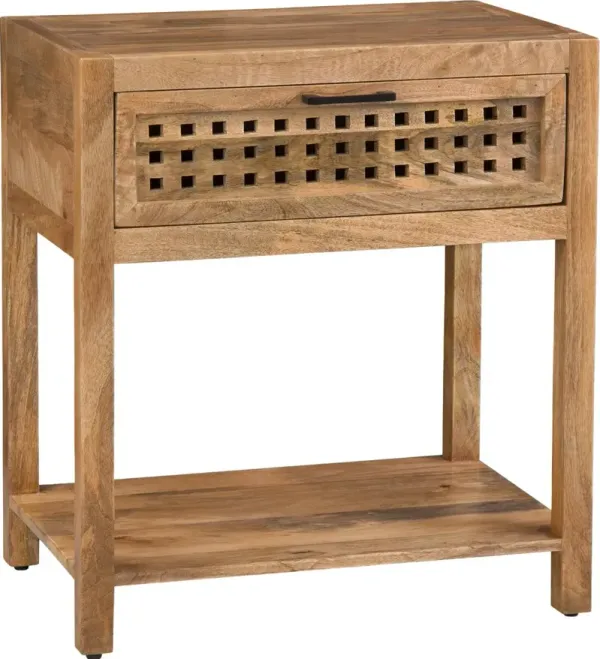 Marley Fretwork End Table, Natural