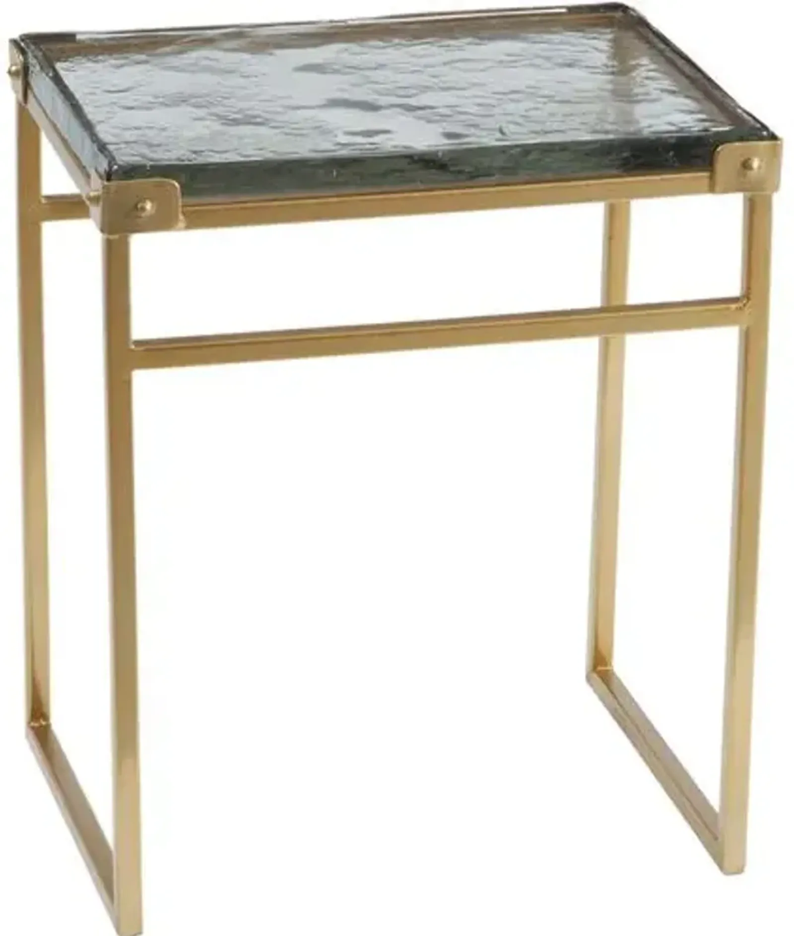 Hillary Rectangular Cast Glass Side Table - Smoke/Gold