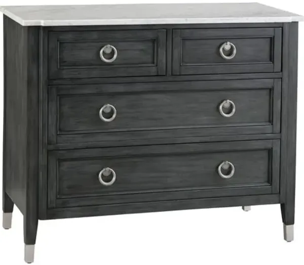 Justine Marble Top Four-Drawer Chest - Graphite - Black