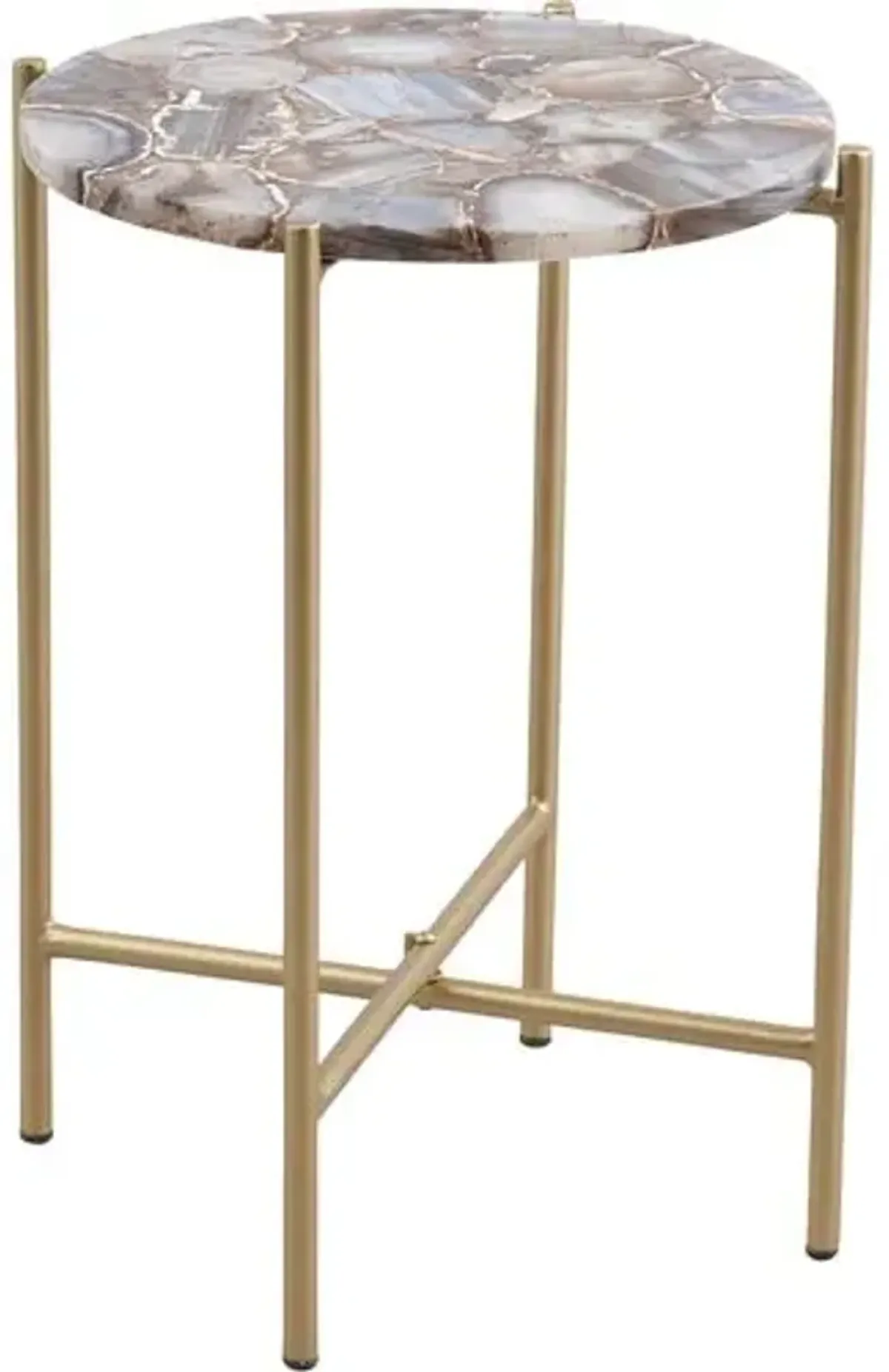 Sandra Agate Side Table - Gray/Gold