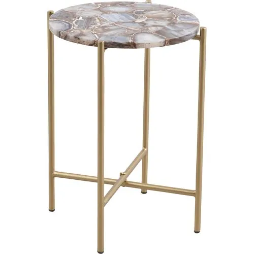 Sandra Agate Side Table - Gray/Gold