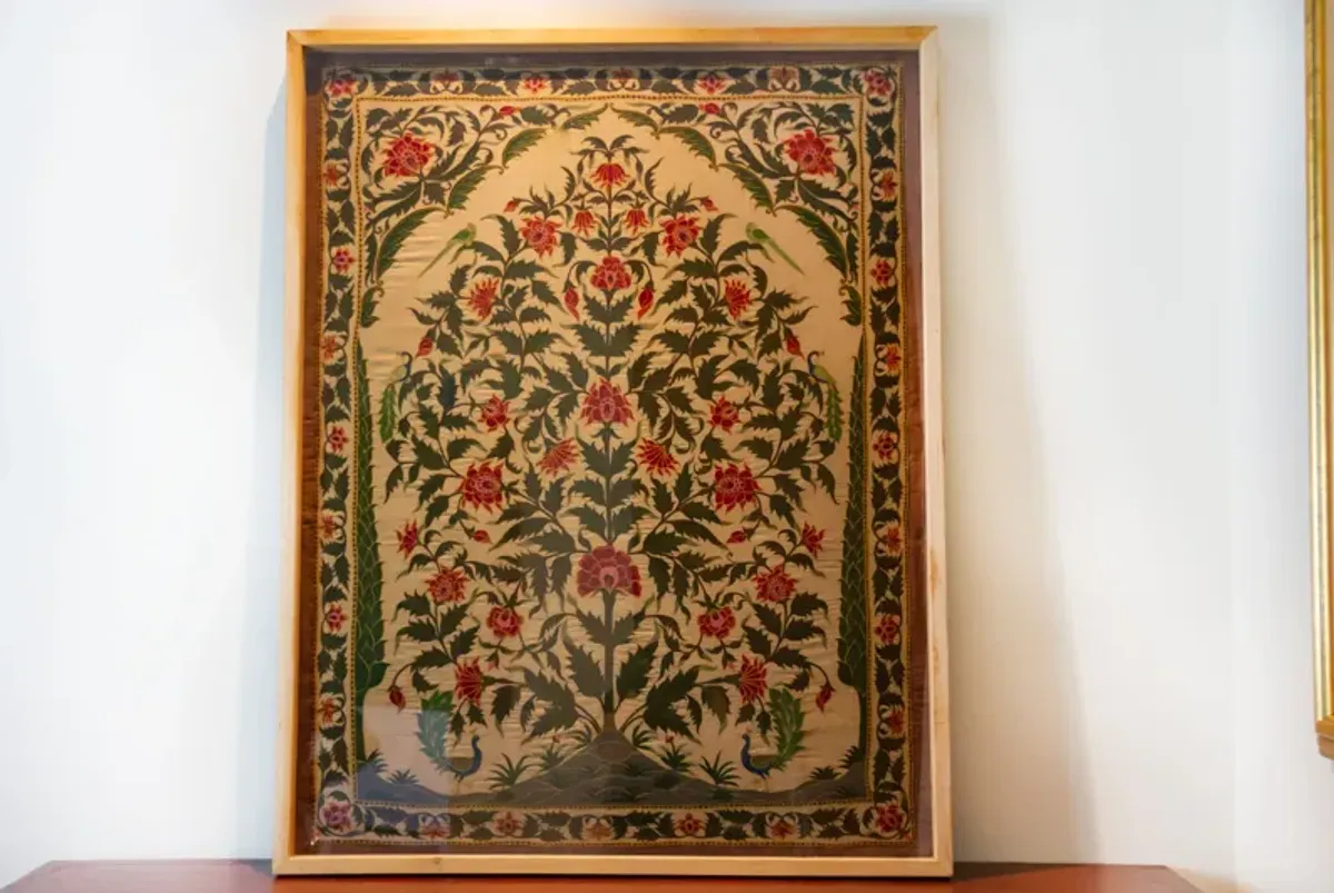 Antique Mughal Embroidered Wall Art - de-cor - Beige