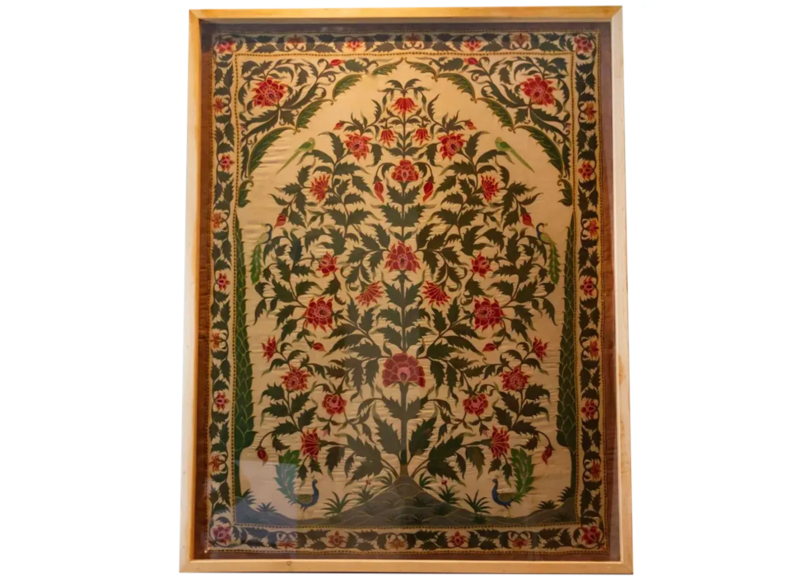 Antique Mughal Embroidered Wall Art - de-cor - Beige