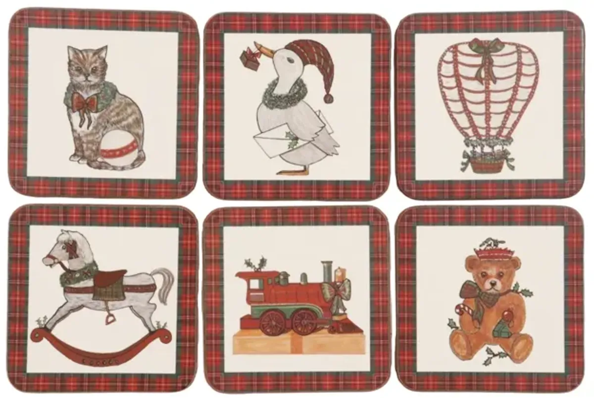 Pimpernel Christmas Coasters - Set of 6 - Interesting Things - Red