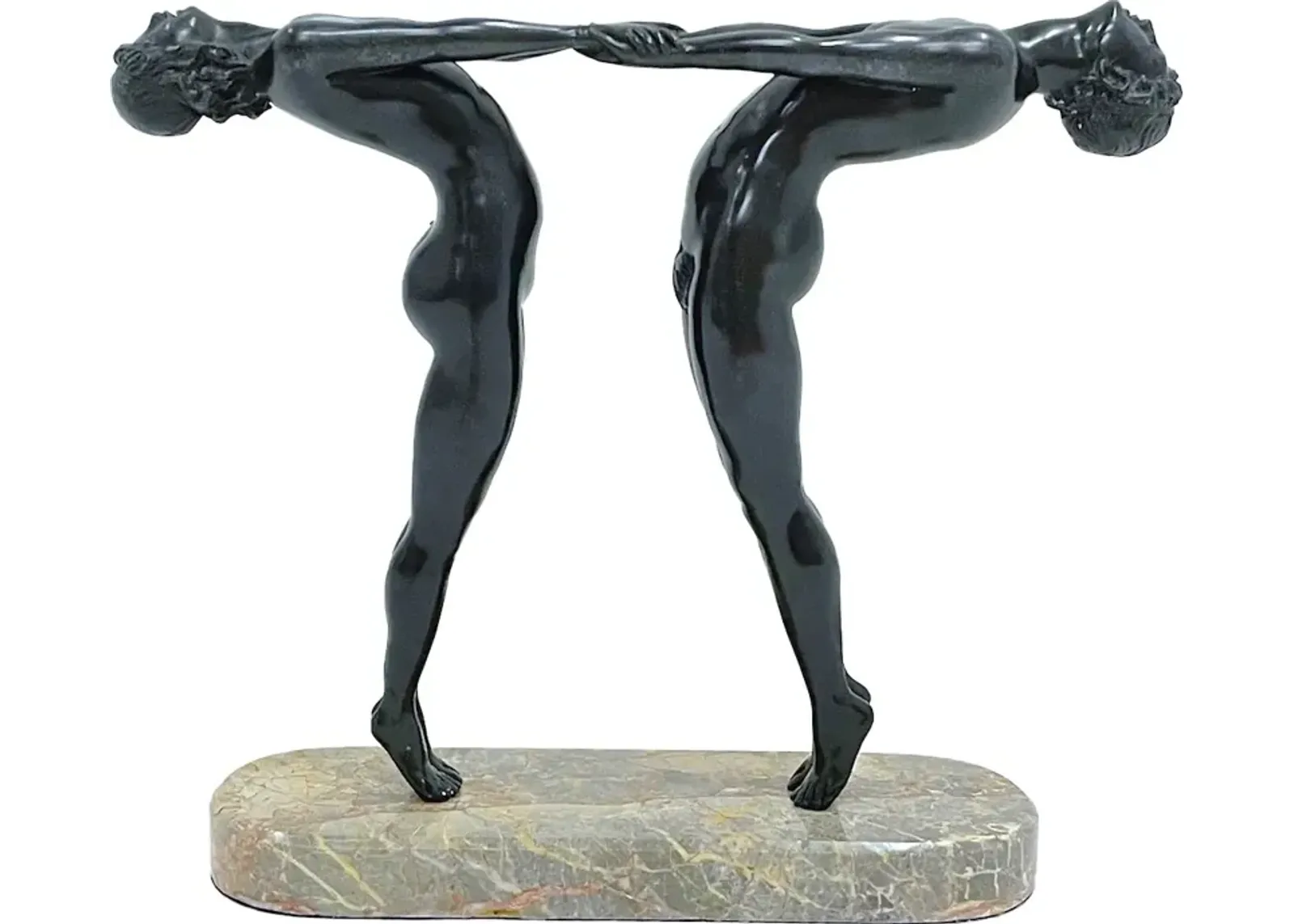 Art Deco Style Bronze Couple Sculpture - Vermilion Designs - Black