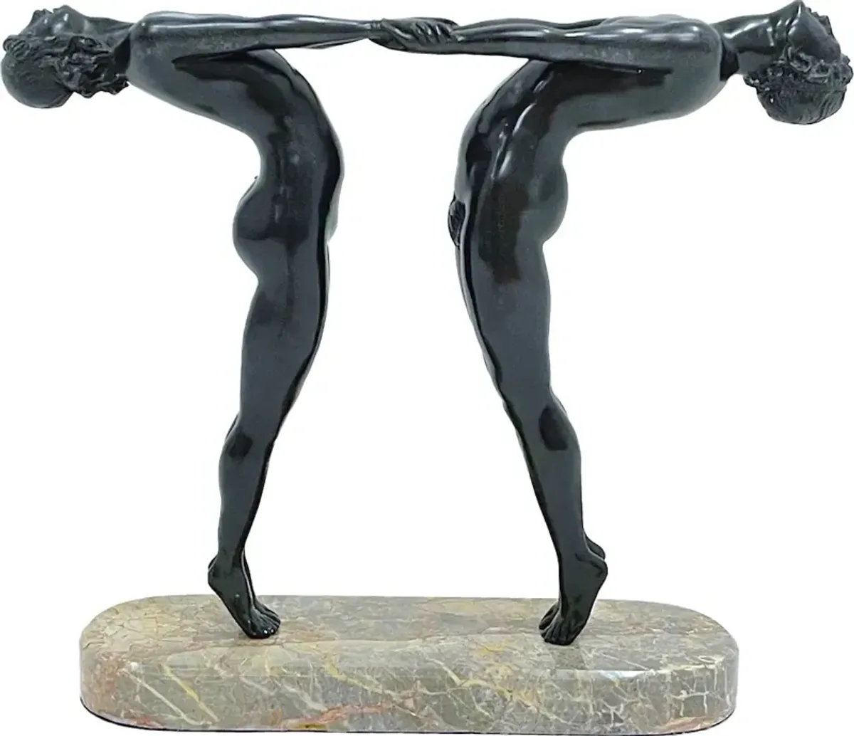 Art Deco Style Bronze Couple Sculpture - Vermilion Designs - Black