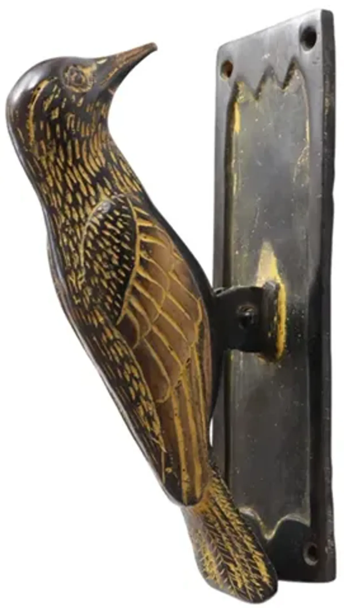 Green Brass Woodpecker Door Knocker - Interesting Things