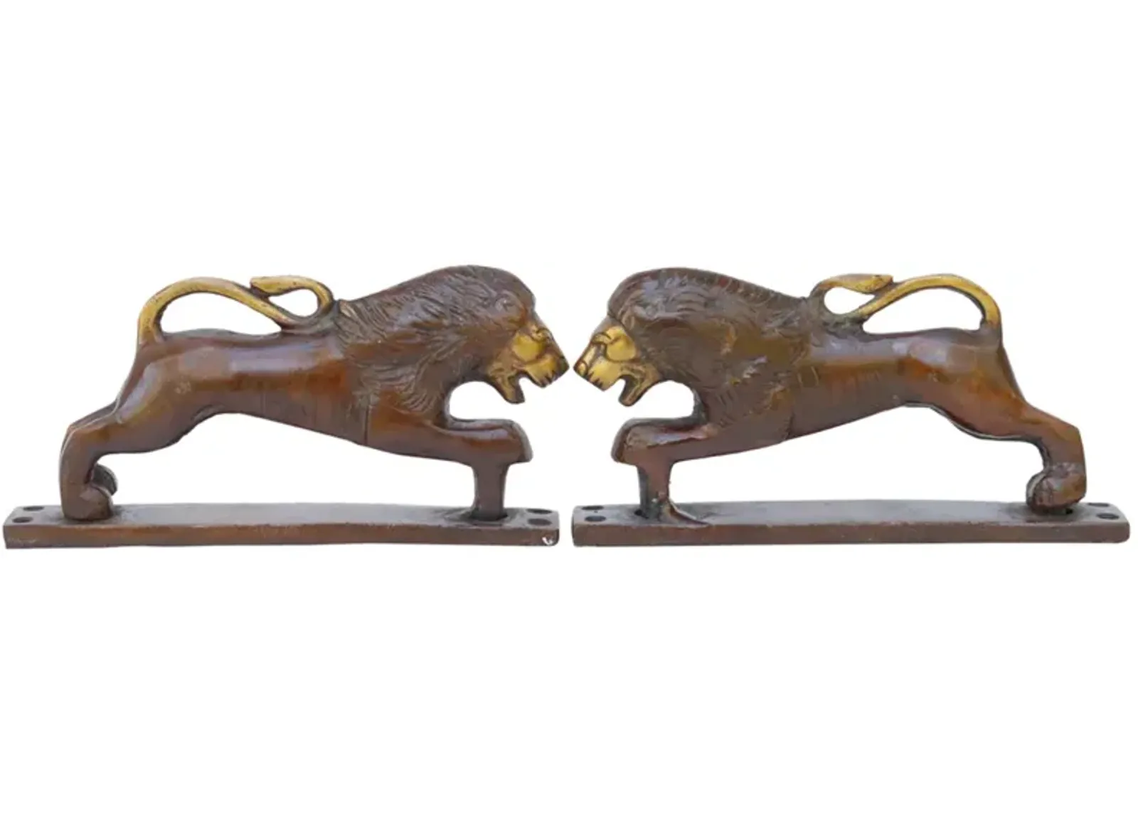 Red Brass Lion Door Handles - a Pair - Interesting Things