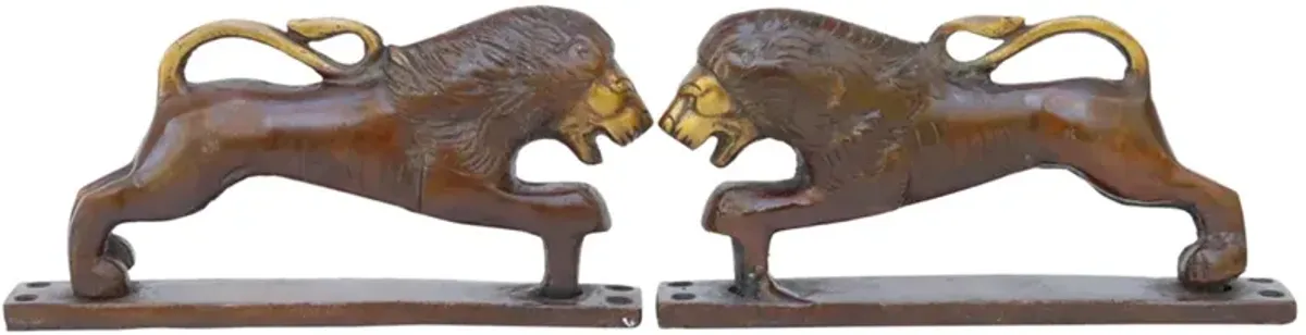 Red Brass Lion Door Handles - a Pair - Interesting Things