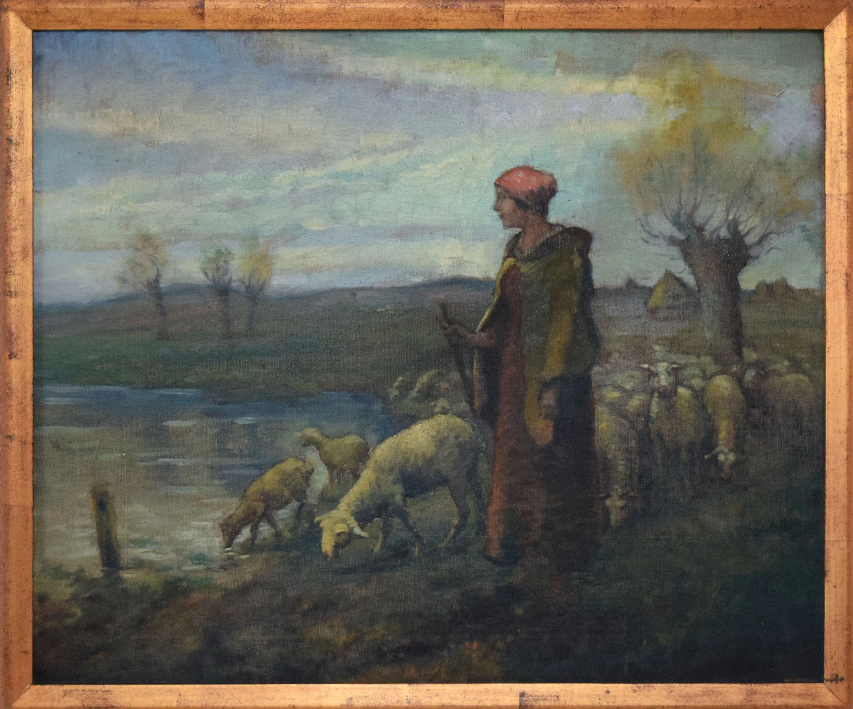 Antique Continental Landscape with Sheep - Antiquarian Art Company - Brown